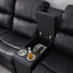 Modoform Canapé d’angle Mendis - Imitation cuir - Noir - Méridienne longue à gauche (vue de face) -Canapés Soldes Magasin 1000200120 200818 09331000008 DETAILS P000000001000200120