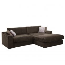 Fredriks Canapé d’angle Dixwell II - Tissage à plat - Expresso - Méridienne courte à droite (vue de face)