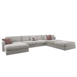 Fredriks Canapé panoramique Dixwell I - Tissage à plat - Gris platine - Méridienne longue à gauche (vue de face)