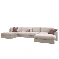 Fredriks Canapé panoramique Dixwell II - Tissage à plat - Cachemire - Méridienne longue à droite (vue de face)