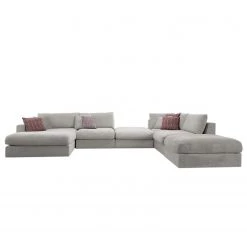 Fredriks Canapé panoramique Dixwell III - Tissage à plat - Gris platine - Méridienne longue à gauche (vue de face) -Canapés Soldes Magasin 1000202338 200304 18050201170 DETAILS P000000001000202338