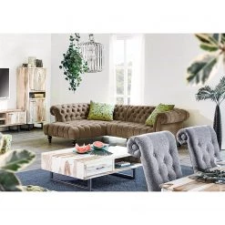 Loftscape Canapé d’angle Fireside II - Velours - Nougat - Méridienne longue à gauche (vue de face) -Canapés Soldes Magasin 1000204915 200312 11185400502 MOOD DETAILS P000000001000204915 mood