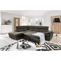 Fredriks Canapé d’angle Barvas I - Tissu structuré - Gris - Méridienne longue à gauche (vue de face) - Fonction couchage - Coffre de lit -Canapés Soldes Magasin 1000205128 200310 12342600159 MOOD DETAILS P000000001000205128 mood