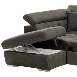 Fredriks Canapé d’angle Barvas I - Tissu structuré - Gris - Méridienne longue à gauche (vue de face) - Fonction couchage - Coffre de lit -Canapés Soldes Magasin 1000205128 200310 12342600167 DETAILS P000000001000205128