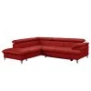 Fredriks Canapé d’angle Coto I - Cuir véritable - Rouge cerise - Méridienne longue à gauche (vue de face) - Fonction couchage - Coffre de lit