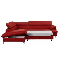 Fredriks Canapé d’angle Coto I - Cuir véritable - Rouge cerise - Méridienne longue à gauche (vue de face) - Fonction couchage - Coffre de lit -Canapés Soldes Magasin 1000205207 200310 12352600751 DETAILS P000000001000205207