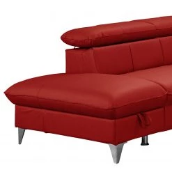 Fredriks Canapé d’angle Coto I - Cuir véritable - Rouge cerise - Méridienne longue à gauche (vue de face) - Fonction couchage - Coffre de lit -Canapés Soldes Magasin 1000205207 200310 12352600754 DETAILS P000000001000205207