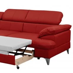 Fredriks Canapé d’angle Coto I - Cuir véritable - Rouge cerise - Méridienne longue à gauche (vue de face) - Fonction couchage - Coffre de lit -Canapés Soldes Magasin 1000205207 200310 12352600755 DETAILS P000000001000205207
