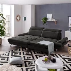 Fredriks Canapé d’angle Gorman - Microfibre - Noir - Méridienne courte à gauche (vue de face) - Fonction couchage -Canapés Soldes Magasin 1000205217 200310 12353300836 MOOD DETAILS P000000001000205217 mood