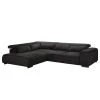 Fredriks Canapé d’angle Dolton - Microfibre - Noir - Méridienne longue à gauche (vue de face)