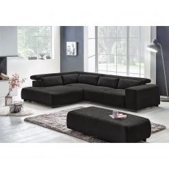 Fredriks Canapé d’angle Dolton - Microfibre - Noir - Méridienne longue à gauche (vue de face) -Canapés Soldes Magasin 1000205231 200622 14561800010 MOOD DETAILS P000000001000205231 mood