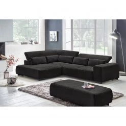 Fredriks Canapé d’angle Dolton - Microfibre - Noir - Méridienne longue à gauche (vue de face) -Canapés Soldes Magasin 1000205231 200622 14561900011 MOOD DETAILS P000000001000205231 mood