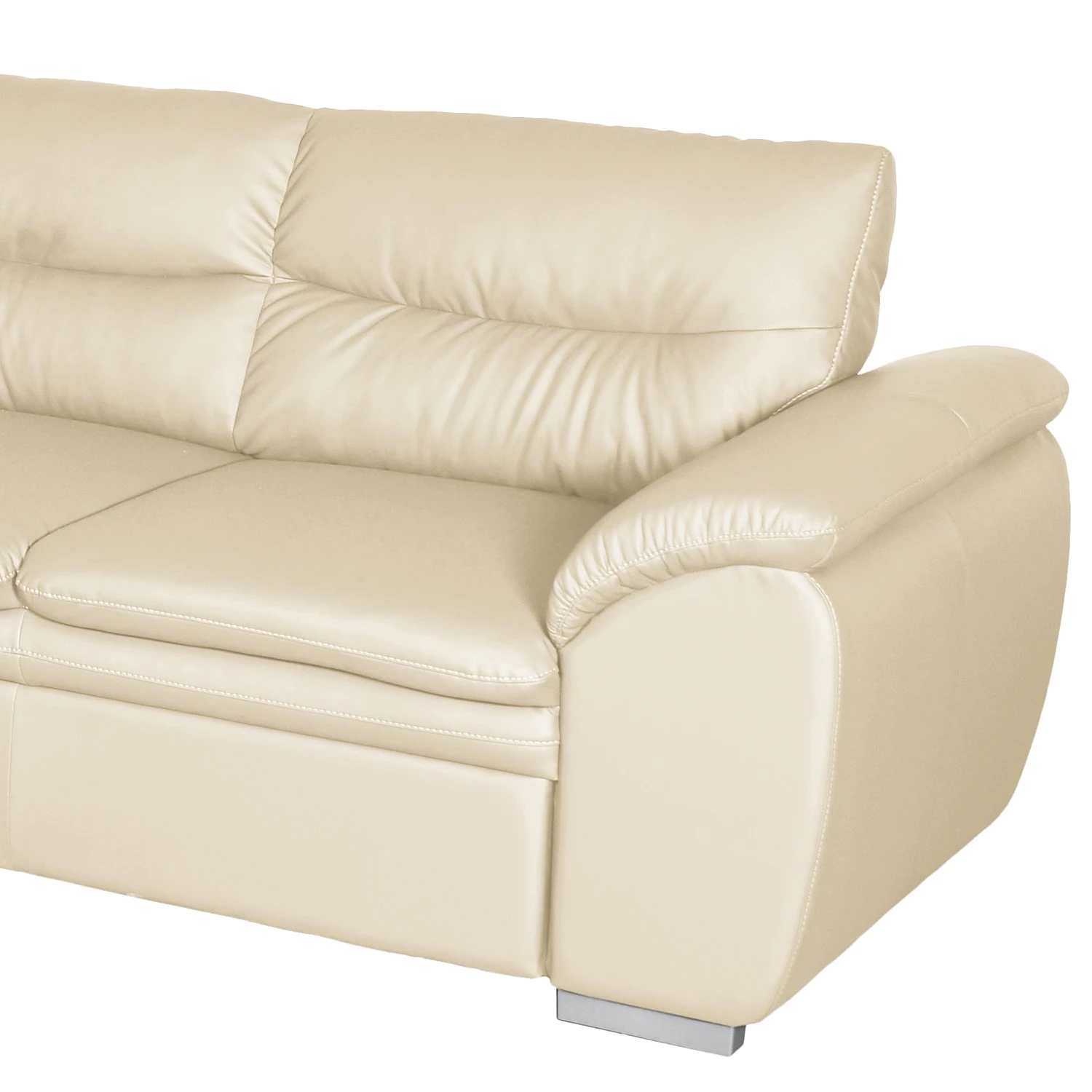 Fredriks Canapé d’angle Elkin - Imitation cuir - Crème - Méridienne longue à gauche (vue de face) - Fonction couchage - Coffre de lit 6 Fredriks Canapé d’angle Elkin - Imitation cuir - Crème - Méridienne longue à gauche (vue de face) - Fonction couchage - Coffre de lit – Image 6