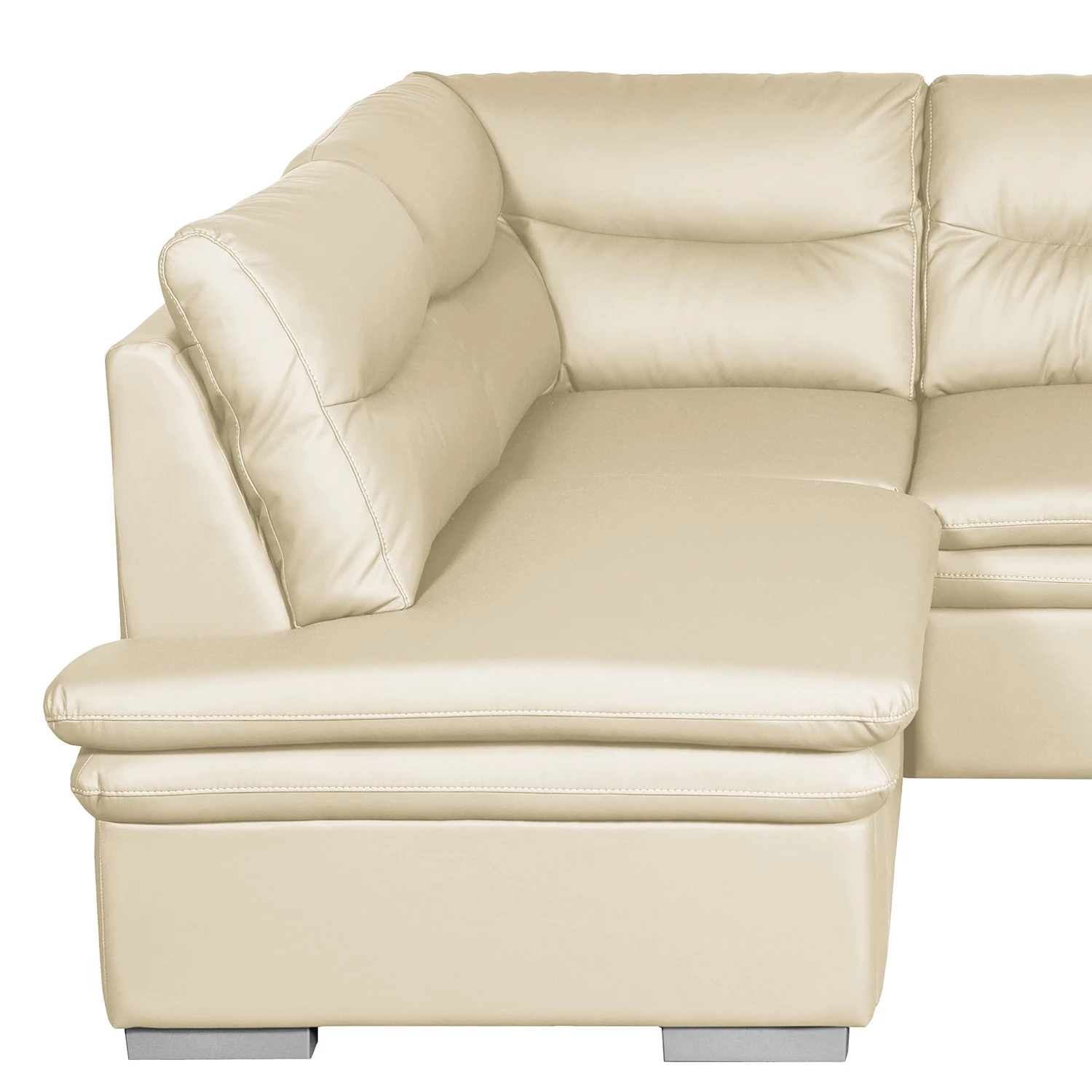 Fredriks Canapé d’angle Elkin - Imitation cuir - Crème - Méridienne longue à gauche (vue de face) - Fonction couchage - Coffre de lit 8 Fredriks Canapé d’angle Elkin - Imitation cuir - Crème - Méridienne longue à gauche (vue de face) - Fonction couchage - Coffre de lit – Image 8