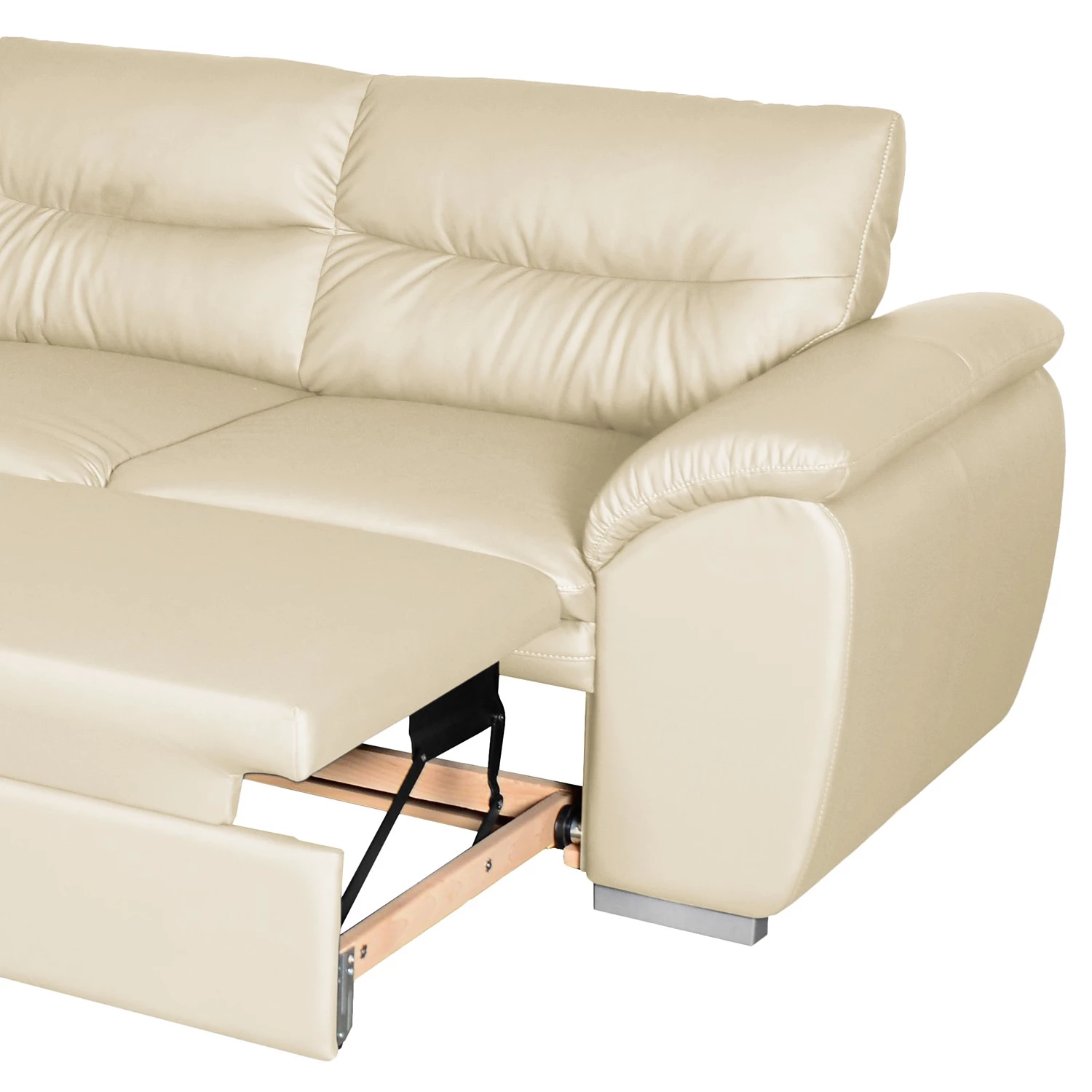 Fredriks Canapé d’angle Elkin - Imitation cuir - Crème - Méridienne longue à gauche (vue de face) - Fonction couchage - Coffre de lit 9 Fredriks Canapé d’angle Elkin - Imitation cuir - Crème - Méridienne longue à gauche (vue de face) - Fonction couchage - Coffre de lit – Image 9