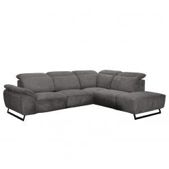 Fredriks Canapé d’angle NoHo - Microfibre - Gris - Méridienne longue à droite (vue de face) - Sans fonction