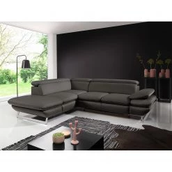 Fredriks Canapé d’angle Graford II - Imitation cuir - Gris foncé - Méridienne longue à gauche (vue de face) - Fonction couchage -Canapés Soldes Magasin 1000205299 200310 12365901650 MOOD DETAILS P000000001000205299 mood