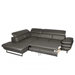 Fredriks Canapé d’angle Graford II - Imitation cuir - Gris foncé - Méridienne longue à gauche (vue de face) - Fonction couchage -Canapés Soldes Magasin 1000205299 200310 12365901652 DETAILS P000000001000205299