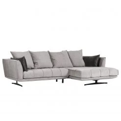 Loftscape Canapé d’angle Beckley II - Velours - Méridienne longue à droite (vue de face)