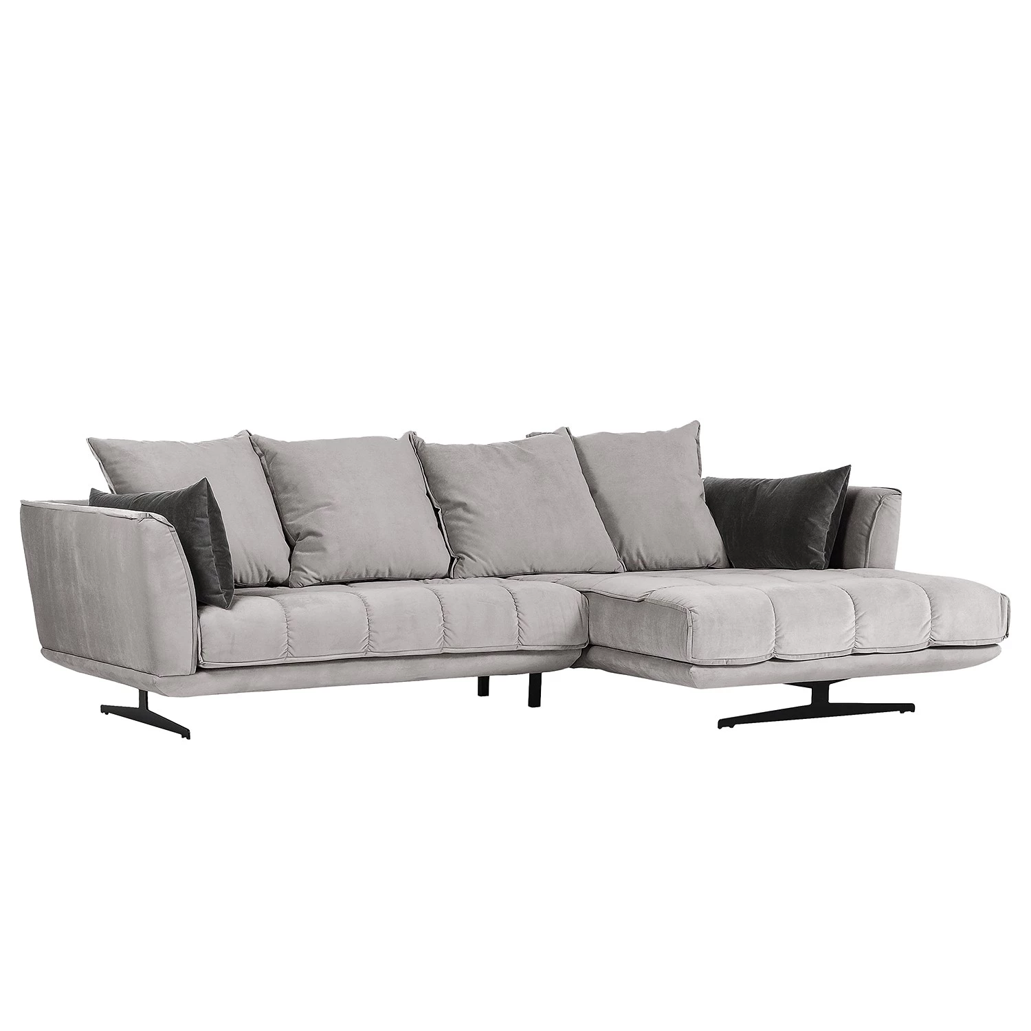 Loftscape Canapé d’angle Beckley II - Velours - Méridienne longue à droite (vue de face) 1 Loftscape Canapé d’angle Beckley II - Velours - Méridienne longue à droite (vue de face)