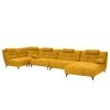 Fredriks Canapé panoramique Bellmore II - Microfibre - Jaune moutarde - Avec appui-tête