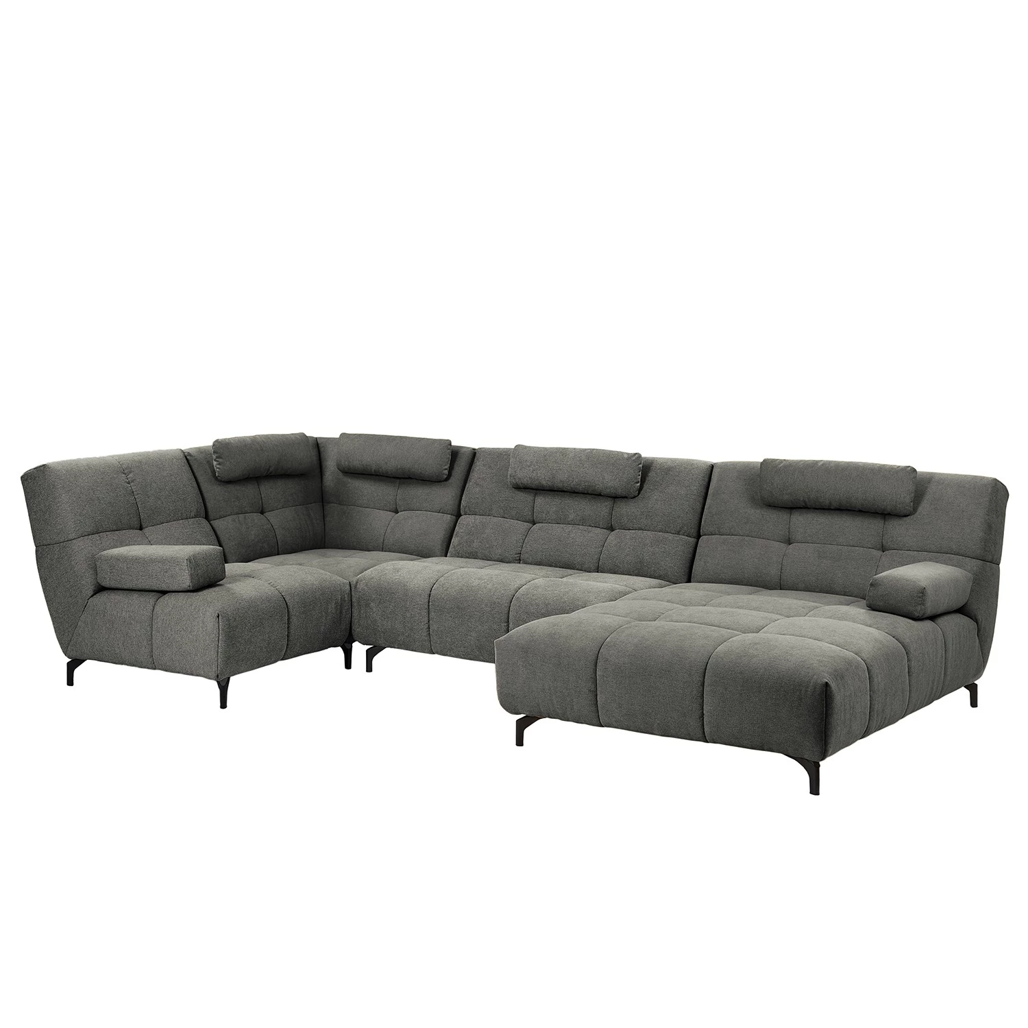 Fredriks Canapé panoramique Bellmore III - Microfibre - Gris - Avec appui-tête 1 Fredriks Canapé panoramique Bellmore III - Microfibre - Gris - Avec appui-tête