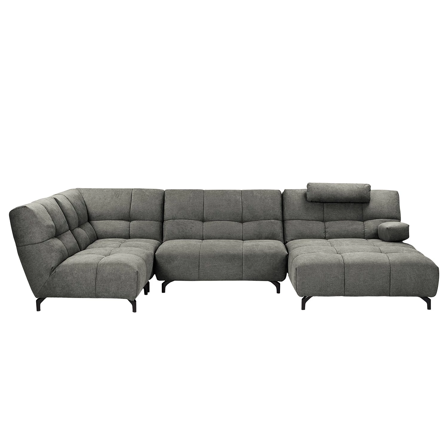 Fredriks Canapé panoramique Bellmore III - Microfibre - Gris - Avec appui-tête 3 Fredriks Canapé panoramique Bellmore III - Microfibre - Gris - Avec appui-tête – Image 3