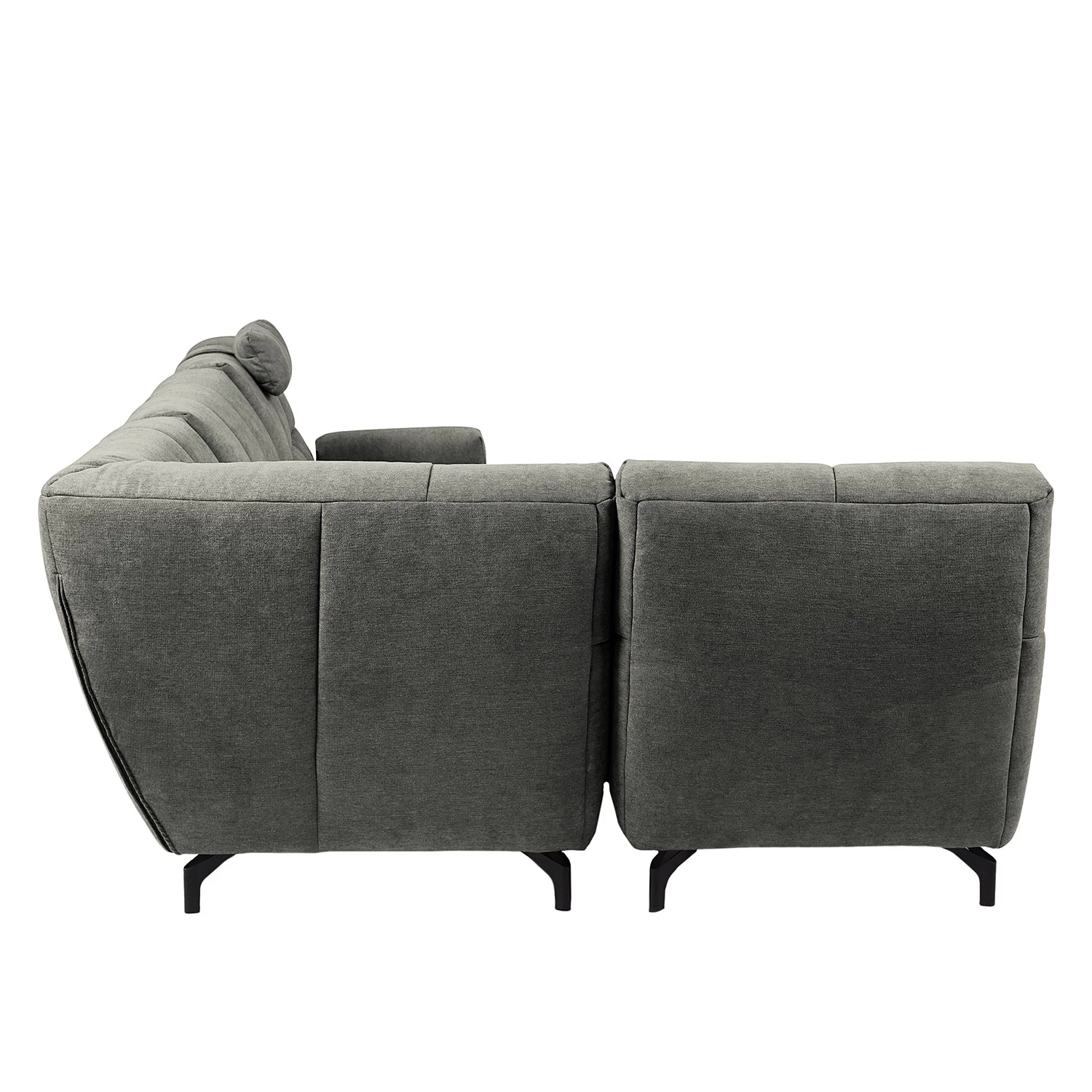 Fredriks Canapé panoramique Bellmore III - Microfibre - Gris - Avec appui-tête 5 Fredriks Canapé panoramique Bellmore III - Microfibre - Gris - Avec appui-tête – Image 5