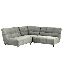 Fredriks Canapé d’angle Bellmore I - Microfibre - Gris clair - Sans appui-tête