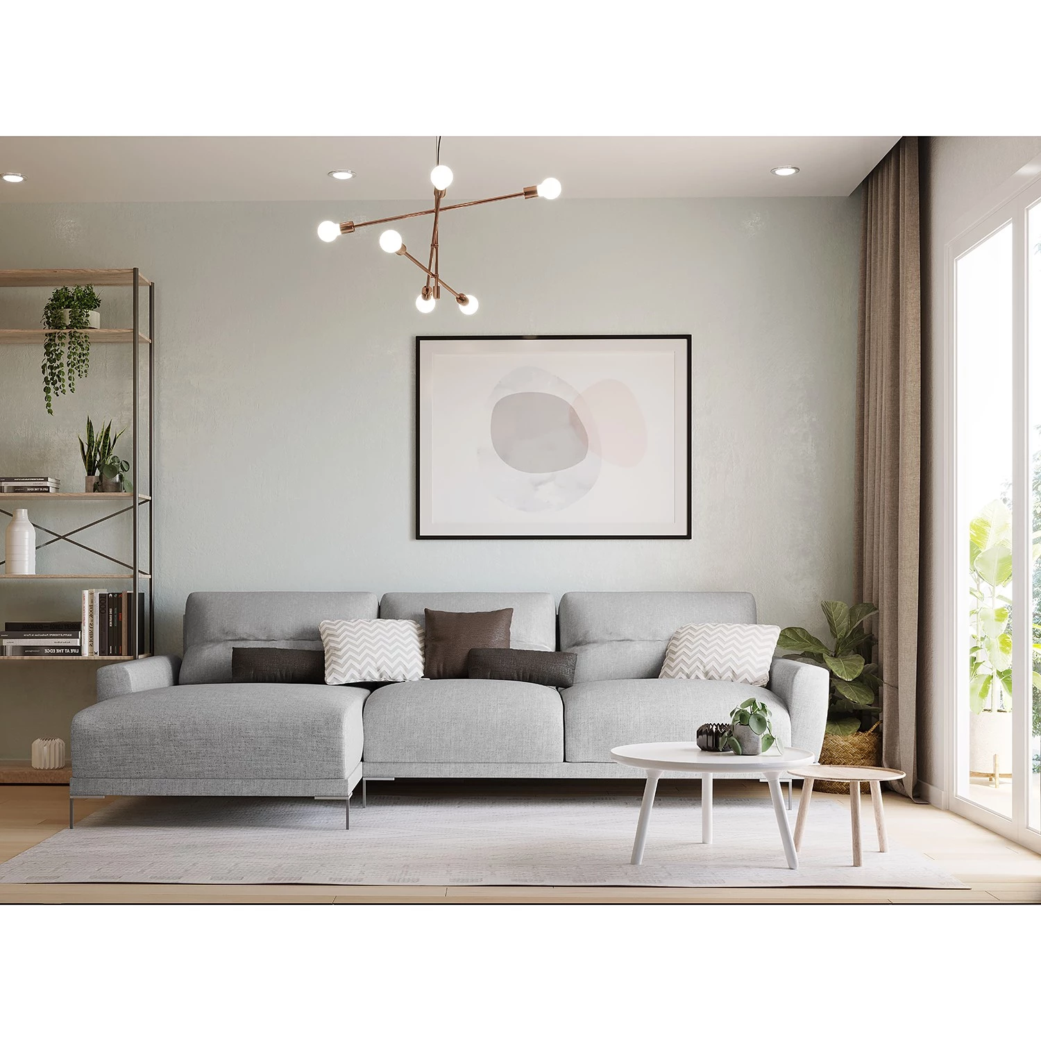 Fredriks Canapé d’angle Burney - Tissu - Gris clair - Méridienne courte à gauche (vue de face) 3 Fredriks Canapé d’angle Burney - Tissu - Gris clair - Méridienne courte à gauche (vue de face) – Image 3