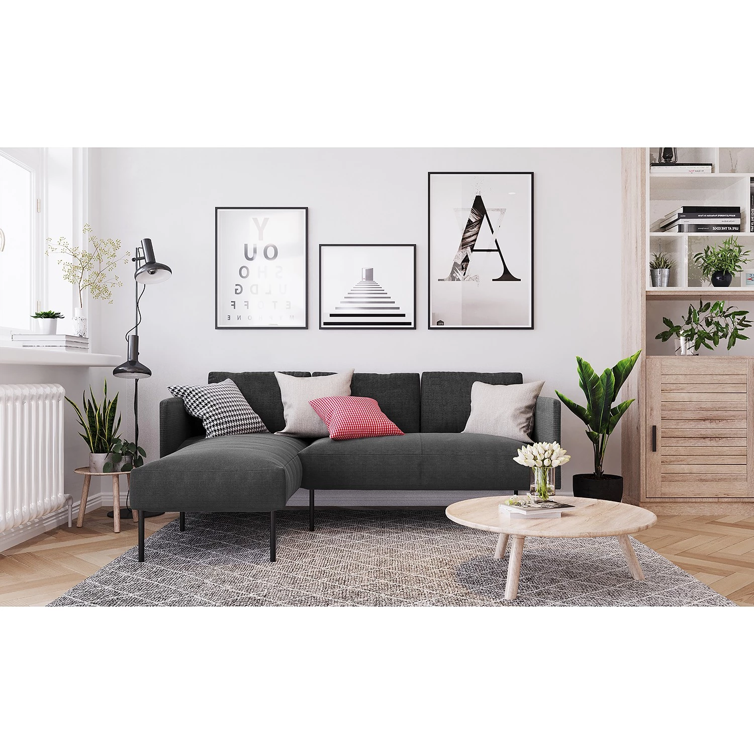 Fredriks Canapé d’angle Cedars - Microfibre - Gris foncé - Méridienne courte à gauche (vue de face) 2 Fredriks Canapé d’angle Cedars - Microfibre - Gris foncé - Méridienne courte à gauche (vue de face) – Image 2