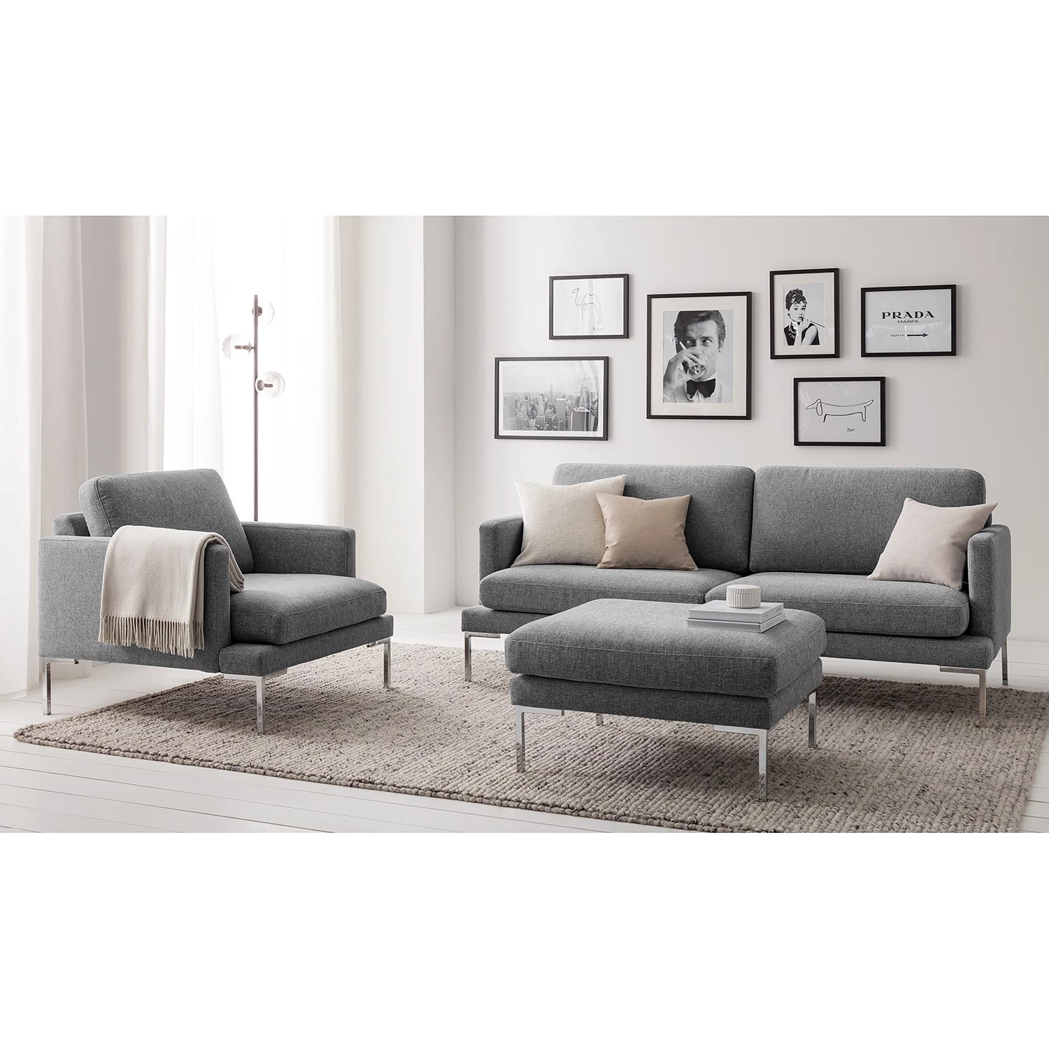 Fredriks Canapé Bellaire(2-3 places) - Tissu mélangé - Gris - Argenté 2 Fredriks Canapé Bellaire(2-3 places) - Tissu mélangé - Gris - Argenté – Image 2