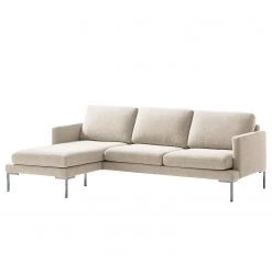 Fredriks Canapé d’angle Bellaire - Tissu mélangé - Beige clair - Méridienne courte à gauche (vue de face) - Argenté