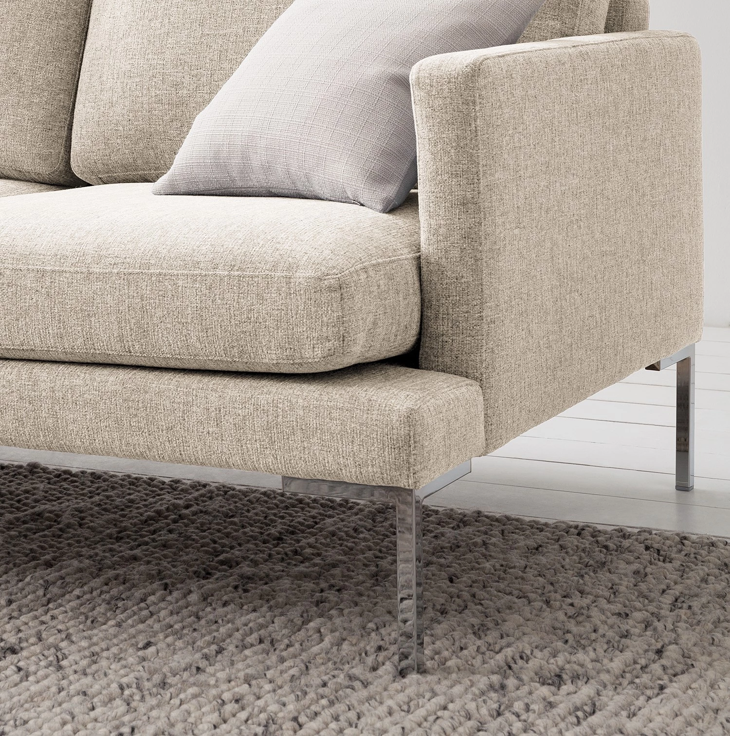 Fredriks Canapé d’angle Bellaire - Tissu mélangé - Beige clair - Méridienne courte à gauche (vue de face) - Argenté 8 Fredriks Canapé d’angle Bellaire - Tissu mélangé - Beige clair - Méridienne courte à gauche (vue de face) - Argenté – Image 8