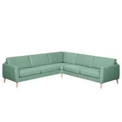 Mørteens Canapé d’angle Kustavi - Tissu structuré - Vert menthe - Largeur : 269 cm