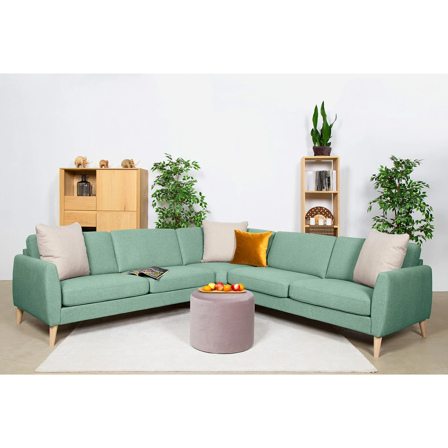 Mørteens Canapé d’angle Kustavi - Tissu structuré - Vert menthe - Largeur : 269 cm 3 Mørteens Canapé d’angle Kustavi - Tissu structuré - Vert menthe - Largeur : 269 cm – Image 3