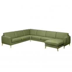 Mørteens Canapé panoramique Kustavi - Tissu structuré - Vert olive