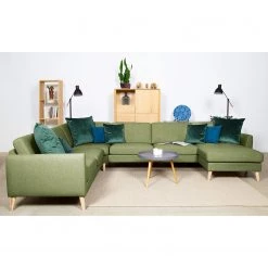 Mørteens Canapé panoramique Kustavi - Tissu structuré - Vert olive -Canapés Soldes Magasin 1000210931 200429 10403400552 MOOD DETAILS P000000001000210931 mood