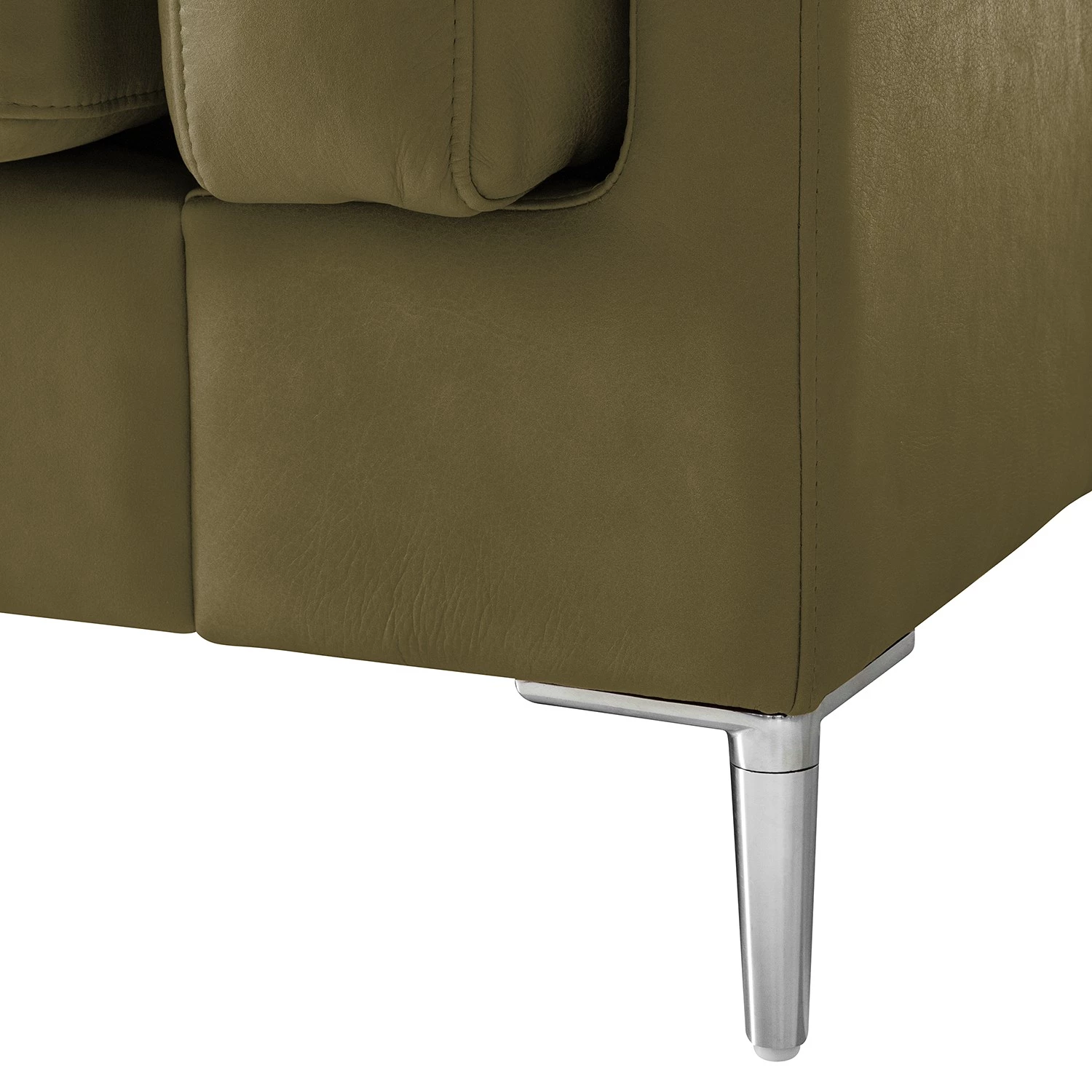 Studio Copenhagen Canapé d’angle COSO Classic+ méridienne - Cuir véritable Taru : Vert olive - Largeur : 246 cm - Méridienne courte à gauche (vue de face) - Chrome brillant 23 Studio Copenhagen Canapé d’angle COSO Classic+ méridienne - Cuir véritable Taru : Vert olive - Largeur : 246 cm - Méridienne courte à gauche (vue de face) - Chrome brillant – Image 23