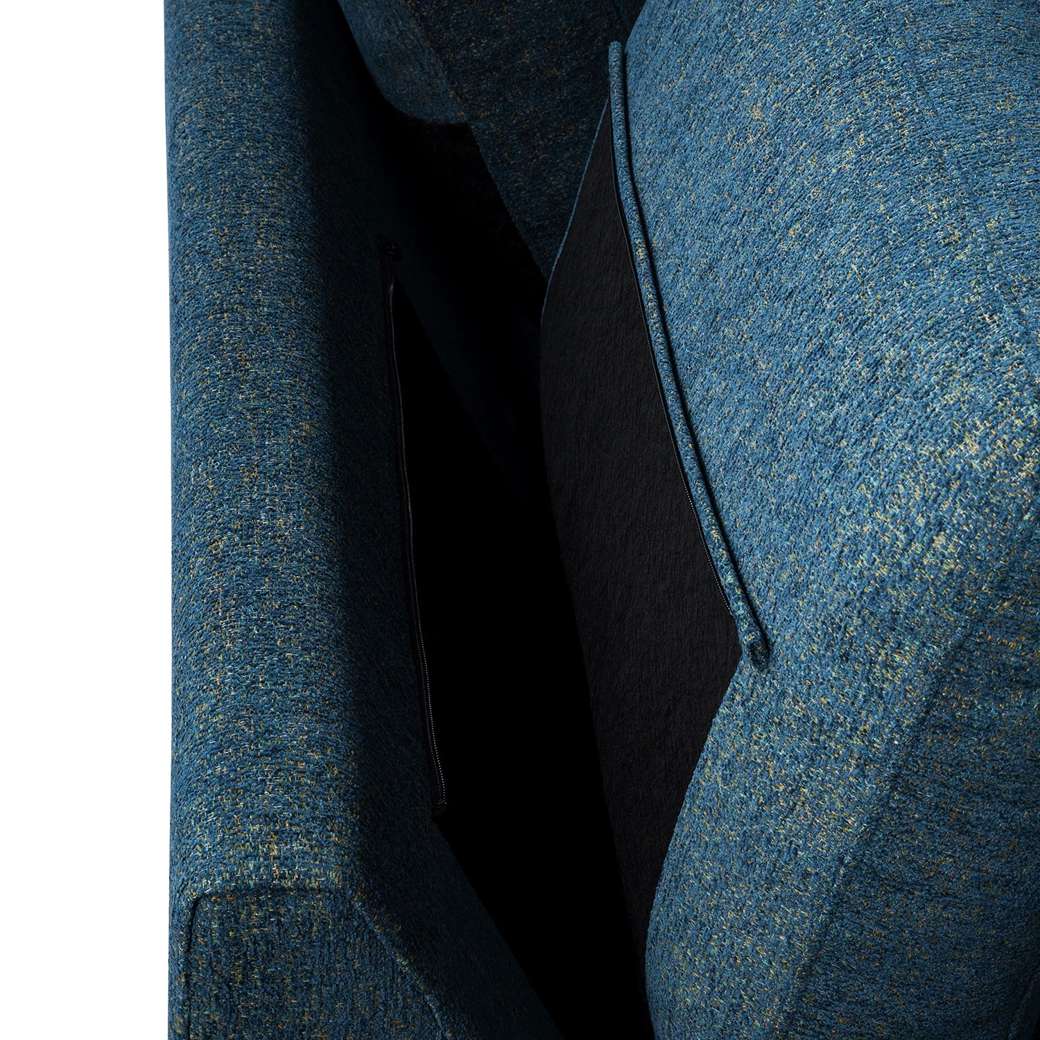 Studio Copenhagen Canapé panoramique COSO Classic+ - Tissu Chenille Rufi: Bleu - Méridienne courte à droite / longue à gauche (vue de face) - Coffre de lit - Chrome brillant 17 Studio Copenhagen Canapé panoramique COSO Classic+ - Tissu Chenille Rufi: Bleu - Méridienne courte à droite / longue à gauche (vue de face) - Coffre de lit - Chrome brillant – Image 17