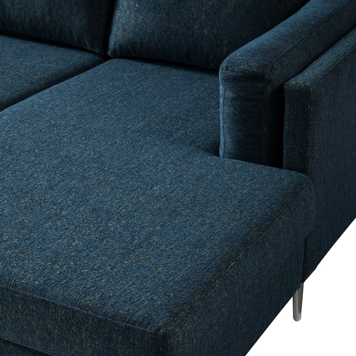 Studio Copenhagen Canapé panoramique COSO Classic+ - Tissu Chenille Rufi: Bleu - Méridienne courte à droite / longue à gauche (vue de face) - Coffre de lit - Chrome brillant 20 Studio Copenhagen Canapé panoramique COSO Classic+ - Tissu Chenille Rufi: Bleu - Méridienne courte à droite / longue à gauche (vue de face) - Coffre de lit - Chrome brillant – Image 20