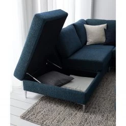 Studio Copenhagen Canapé panoramique COSO Classic+ - Tissu Chenille Rufi: Bleu - Méridienne courte à droite / longue à gauche (vue de face) - Coffre de lit - Chrome brillant 38 Studio Copenhagen Canapé panoramique COSO Classic+ - Tissu Chenille Rufi: Bleu - Méridienne courte à droite / longue à gauche (vue de face) - Coffre de lit - Chrome brillant -Canapés Soldes Magasin 1000212007 200923 09540800504 DETAILS P000000001000212007