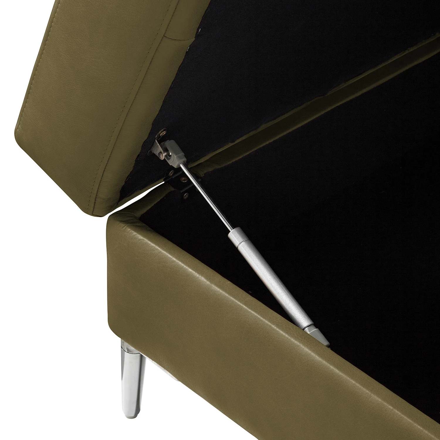 Studio Copenhagen Canapé panoramique COSO Classic+ - Cuir véritable Taru : Vert olive - Méridienne courte à droite / longue à gauche (vue de face) - Coffre de lit - Chrome brillant 25 Studio Copenhagen Canapé panoramique COSO Classic+ - Cuir véritable Taru : Vert olive - Méridienne courte à droite / longue à gauche (vue de face) - Coffre de lit - Chrome brillant – Image 25