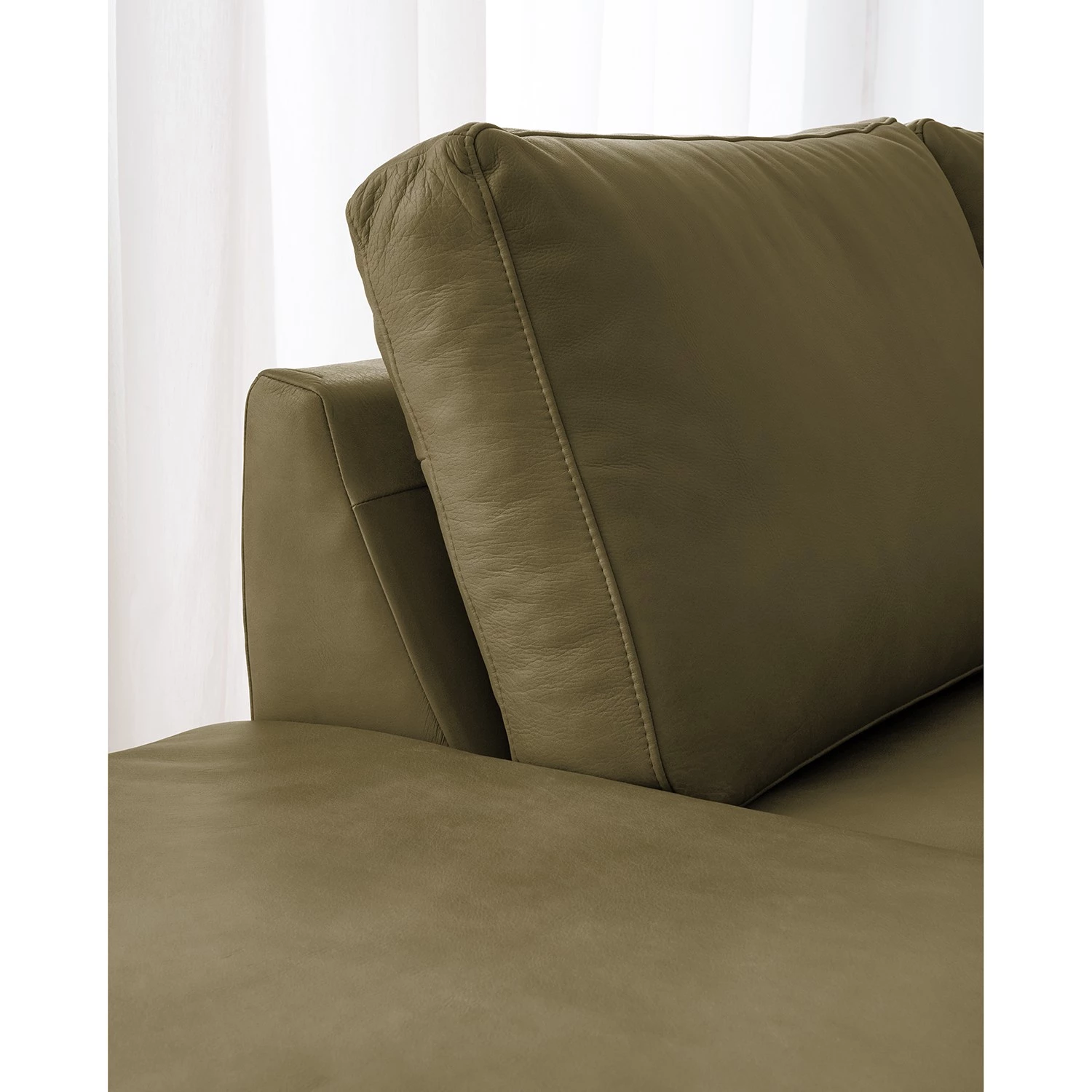 Studio Copenhagen Canapé panoramique COSO Classic+ - Cuir véritable Taru : Vert olive - Méridienne courte à droite / longue à gauche (vue de face) - Coffre de lit - Chrome brillant 13 Studio Copenhagen Canapé panoramique COSO Classic+ - Cuir véritable Taru : Vert olive - Méridienne courte à droite / longue à gauche (vue de face) - Coffre de lit - Chrome brillant – Image 13