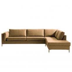 Studio Copenhagen Canapé d’angle COSO Classic+ ottomane - Tissu Inze: Marron clair - Largeur : 311 cm - Méridienne longue à droite (vue de face) - Coffre de lit - Chêne foncé -Canapés Soldes Magasin 1000212907 200825 13031001199 DETAILS P000000001000212907