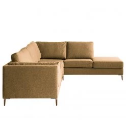 Studio Copenhagen Canapé d’angle COSO Classic+ ottomane - Tissu Inze: Marron clair - Largeur : 311 cm - Méridienne longue à droite (vue de face) - Coffre de lit - Chêne foncé -Canapés Soldes Magasin 1000212907 200825 13031101200 DETAILS P000000001000212907