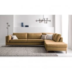 Studio Copenhagen Canapé d’angle COSO Classic+ ottomane - Tissu Inze: Marron clair - Largeur : 311 cm - Méridienne longue à droite (vue de face) - Coffre de lit - Chêne foncé -Canapés Soldes Magasin 1000212907 201008 13302800536 MOOD DETAILS P000000001000212907 mood