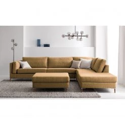 Studio Copenhagen Canapé d’angle COSO Classic+ ottomane - Tissu Inze: Marron clair - Largeur : 311 cm - Méridienne longue à droite (vue de face) - Coffre de lit - Chêne foncé -Canapés Soldes Magasin 1000212907 201008 13302800537 MOOD DETAILS P000000001000212907 mood