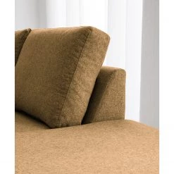 Studio Copenhagen Canapé d’angle COSO Classic+ ottomane - Tissu Inze: Marron clair - Largeur : 311 cm - Méridienne longue à droite (vue de face) - Coffre de lit - Chêne foncé -Canapés Soldes Magasin 1000212907 201008 13302900540 DETAILS P000000001000212907