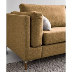 Studio Copenhagen Canapé d’angle COSO Classic+ ottomane - Tissu Inze: Marron clair - Largeur : 311 cm - Méridienne longue à droite (vue de face) - Coffre de lit - Chêne foncé -Canapés Soldes Magasin 1000212907 201008 13302900543 DETAILS P000000001000212907